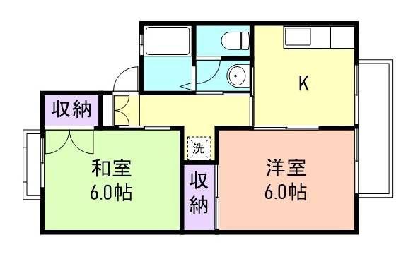 セジュール堀止(2K/2階)の間取り写真
