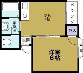 メゾンベルポート(1DK/3階)の間取り写真