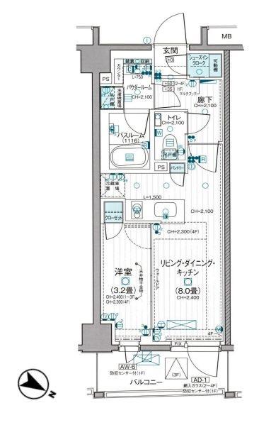 デュオステージ中野(1LDK/3階)の間取り写真