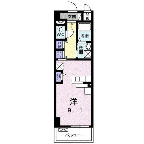 ラフィーネ不動湯田(ワンルーム/2階)の間取り写真