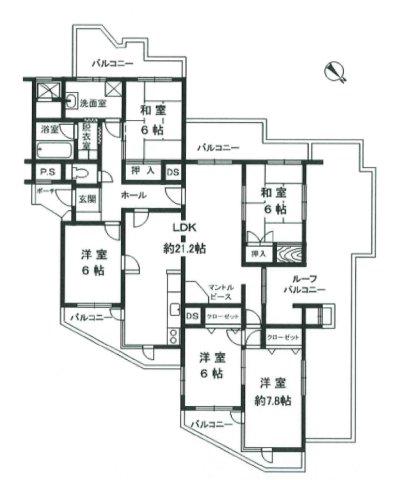 パレ武庫川(5LDK/5階)の間取り写真