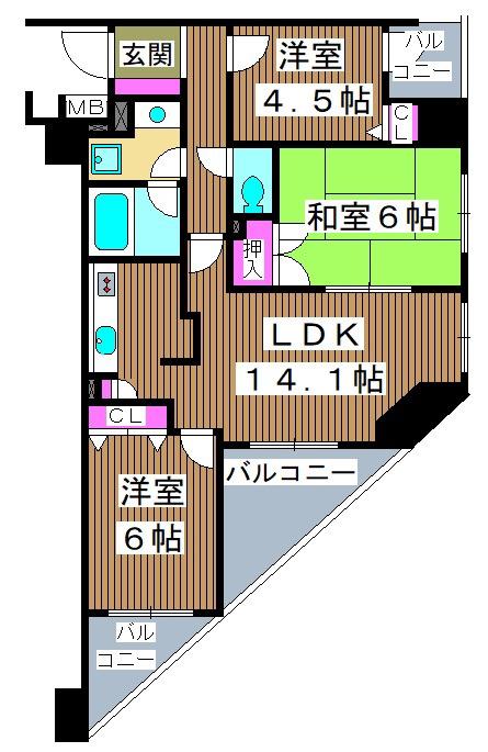 サンクレイドル・レヴィール池袋(3LDK/6階)の間取り写真