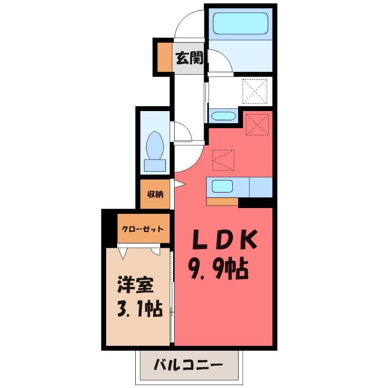 サン・ロワール D(1LDK/1階)の間取り写真