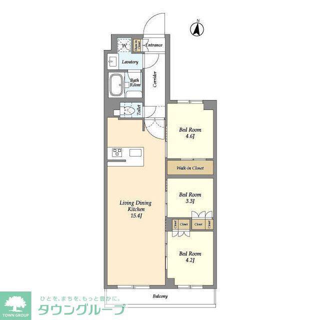 アジールコート練馬中村橋(3LDK/2階)の間取り写真