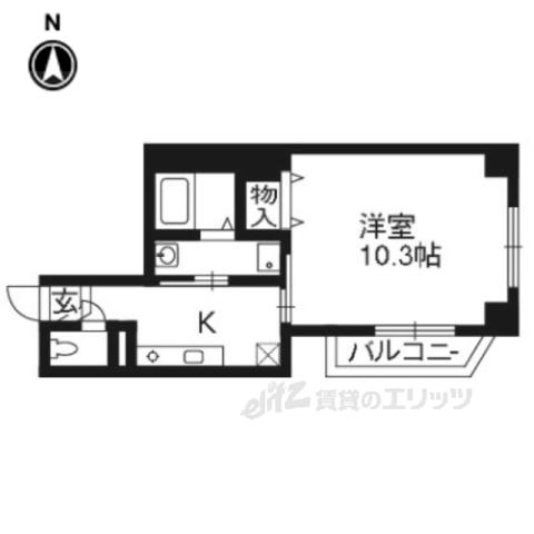 グランデ西五条(1K/2階)の間取り写真
