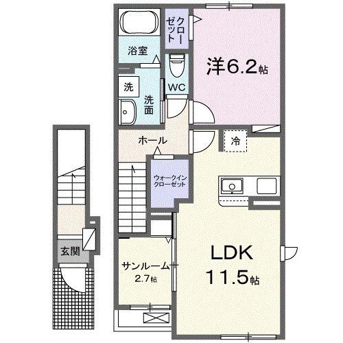 コージーコート楽II(1LDK/2階)の間取り写真
