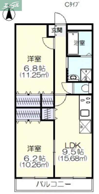 ビエンベニード(2LDK/3階)の間取り写真