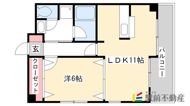 LIENS RENOVATIO 二日市S(1LDK/5階)の間取り写真
