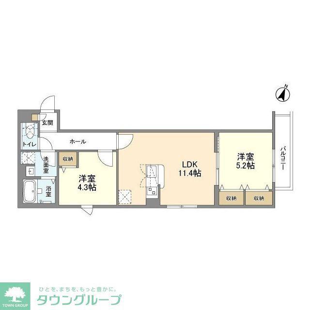 ウェルスクエア幡ヶ谷(2LDK/2階)の間取り写真
