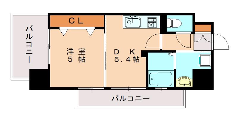 ルークス紅梅(1DK/7階)の間取り写真