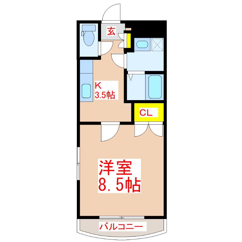 サン・ブルー(1K/2階)の間取り写真