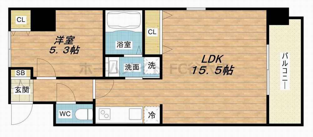 LA DOUCEUR九条(1LDK/4階)の間取り写真