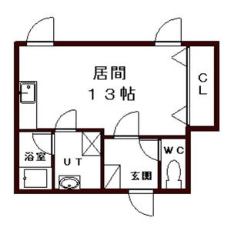 ペルドゥエープス藻岩(1DK/1階)の間取り写真