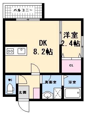 セブンプロート南観音(1LDK/2階)の間取り写真