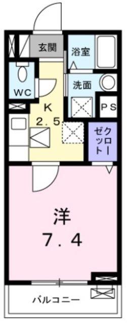 西武池袋線 ひばりケ丘駅(東京) 徒歩11分 3階建 築6年(1K/2階)の間取り写真