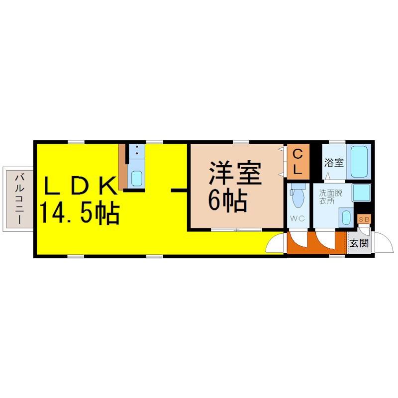 グランレーヴ金山II(1LDK/1階)の間取り写真