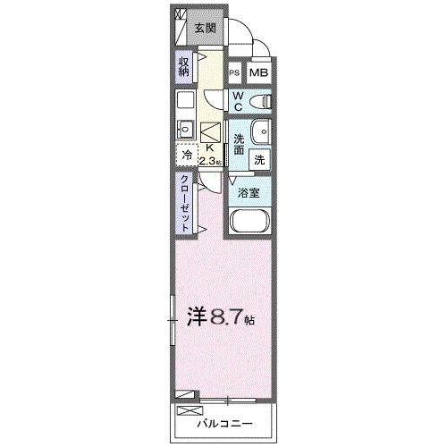 エルミタージュ(1K/3階)の間取り写真