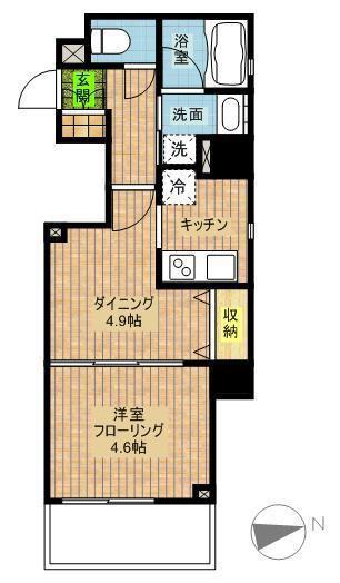 クリオ戸越銀座壱番館(1DK/15階)の間取り写真