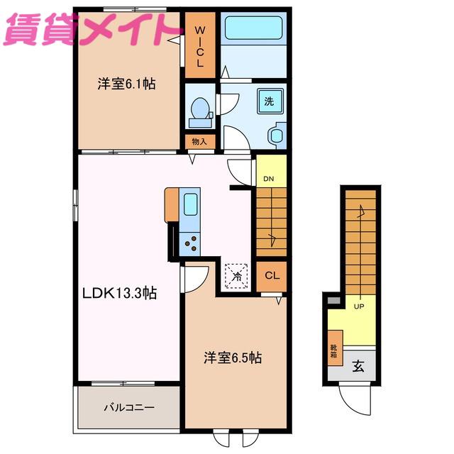 フォレスト 幸(2LDK/2階)の間取り写真