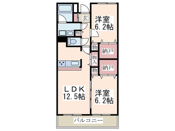 プライム藤が丘(2LDK/1階)の間取り写真