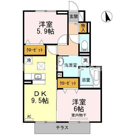 メゾン ブランシェ(2DK/1階)の間取り写真