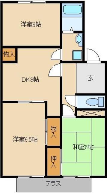 アクティブホソイA(3DK/1階)の間取り写真