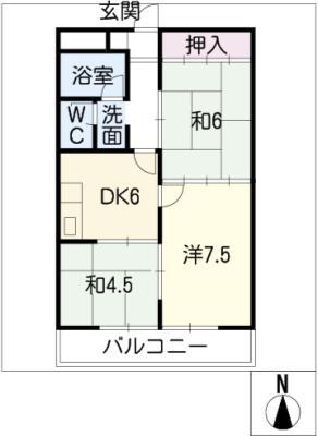 ナワダハイツ(3DK/2階)の間取り写真