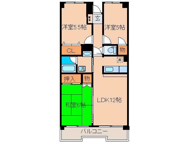 フルーレ波多江(3LDK/3階)の間取り写真