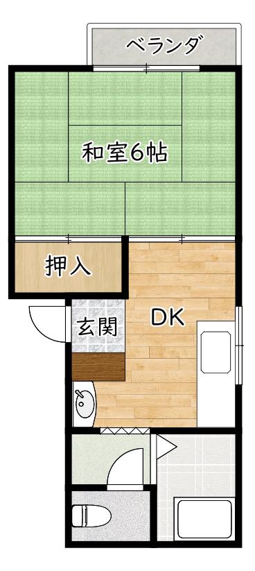 ケンマイハイツ(1DK/1階)の間取り写真