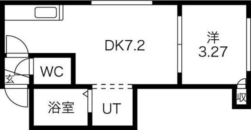 ボヌールN16(1DK/3階)の間取り写真