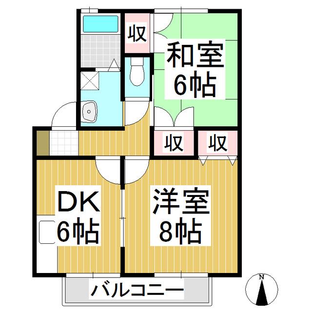 パークサイド石渡(2DK/2階)の間取り写真