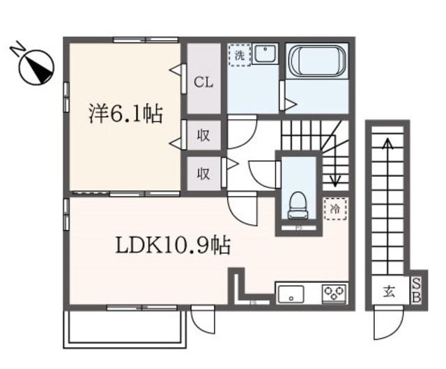 D-ROOMオリエンタルヴィラ横浜片倉B棟(1LDK/2階)の間取り写真