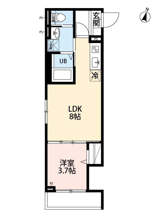 ROBOT HOME 新田(1LDK/1階)の間取り写真