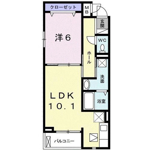 AVENIR新金岡(1LDK/1階)の間取り写真