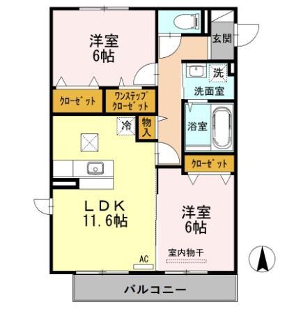 GRANZE ONE(2LDK/1階)の間取り写真