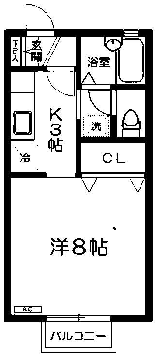 稲荷山ハイツ(1K/1階)の間取り写真
