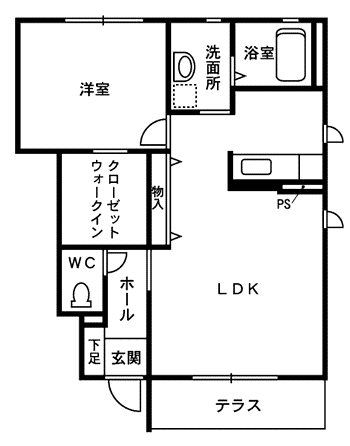 アクティルステージ松原(1LDK/1階)の間取り写真