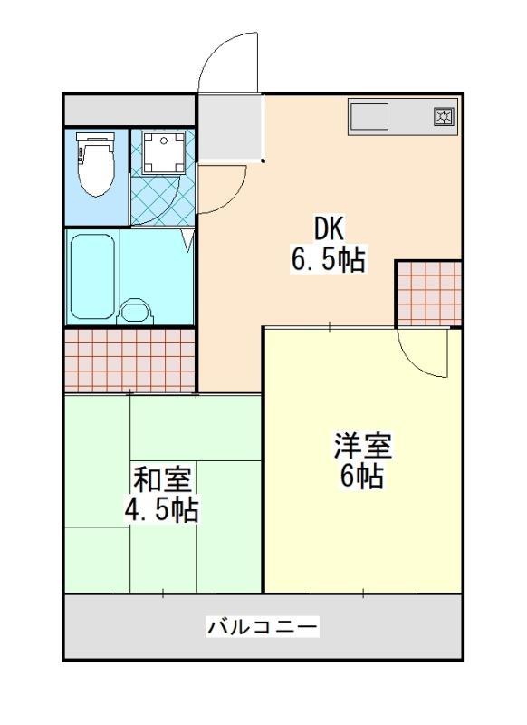 トータスレジデンス(2DK/4階)の間取り写真