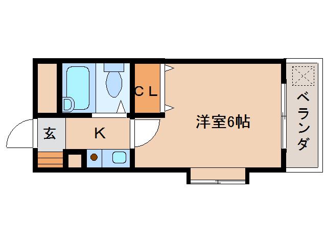 シティパレス21西大寺P-I(1K/1階)の間取り写真