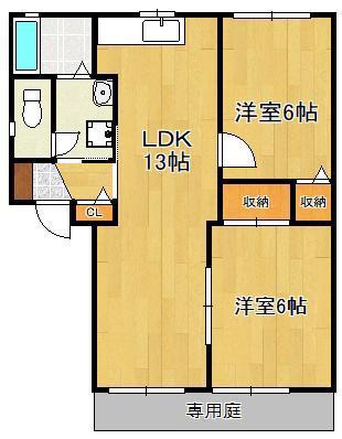 エクレール八枝A(2LDK/1階)の間取り写真