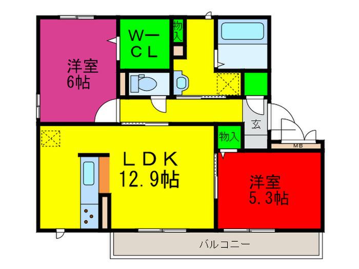 マーベラス(2LDK/3階)の間取り写真