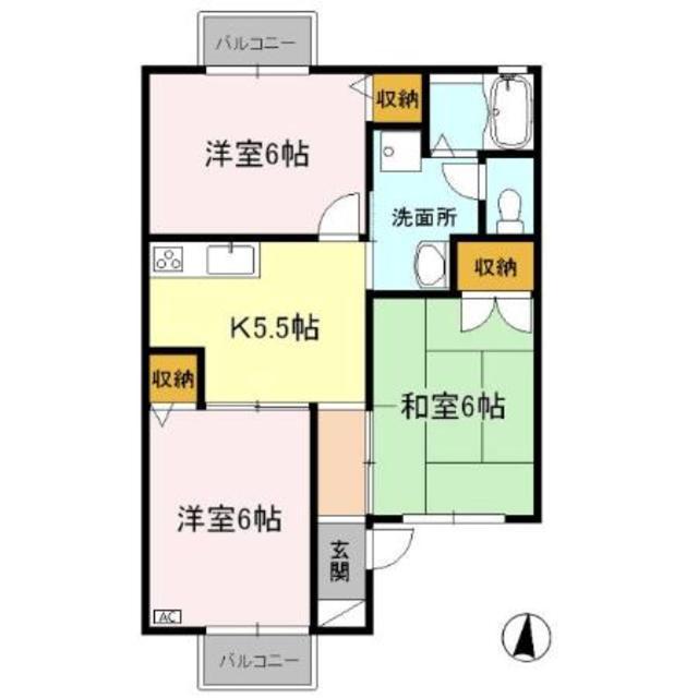グランドールミツトヨ(2LDK/2階)の間取り写真
