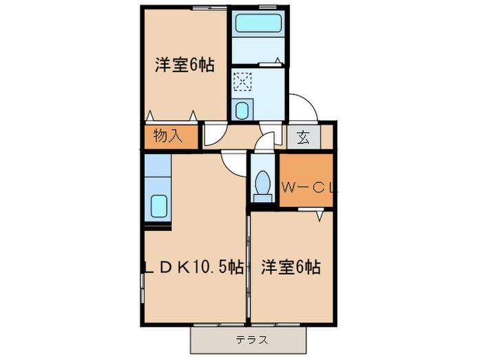 グラン・シャリオ(2LDK/1階)の間取り写真