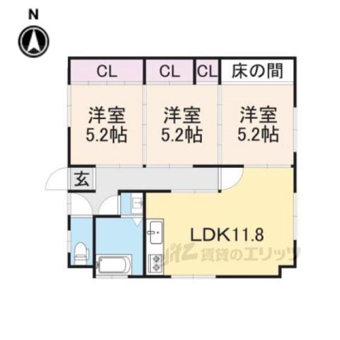 三幸マンション(3LDK/1階)の間取り写真