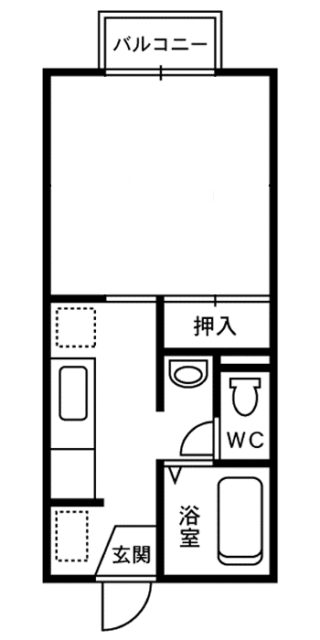 マリー中央(1K/1階)の間取り写真