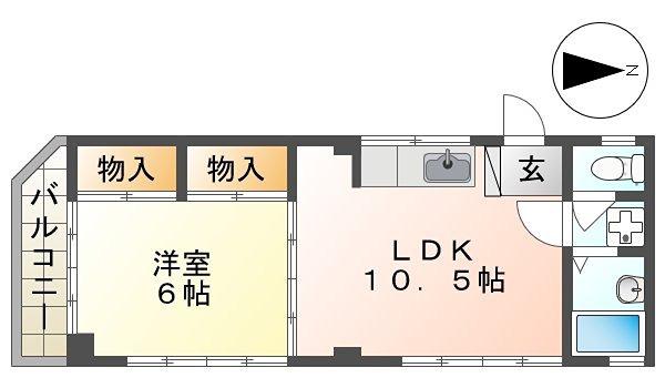 中野上町ビル(1LDK/3階)の間取り写真