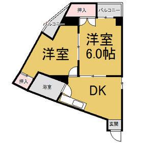 ナビオ覚王山(2DK/3階)の間取り写真