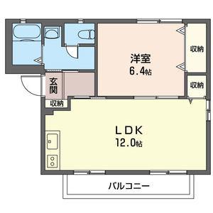ソレイユ草紙山(1LDK/2階)の間取り写真