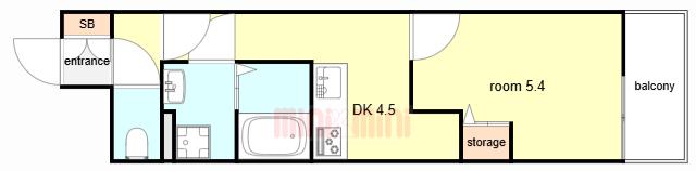 クレアール塚口II(1DK/1階)の間取り写真