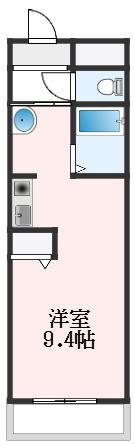 FKマンション(ワンルーム/2階)の間取り写真